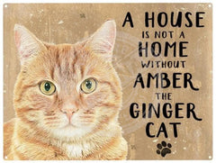 Personalised ginger cat metal sign