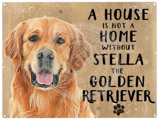 Personalised golden retriever metal sign