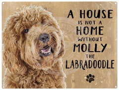 Personalised brown labradoodle metal sign