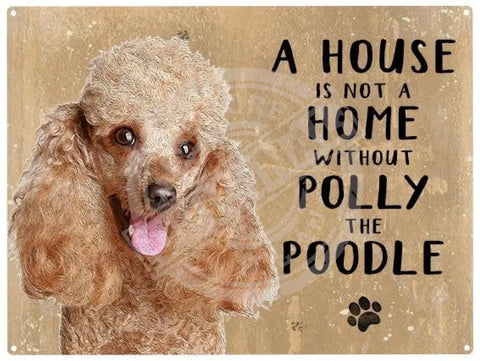 Personalised poodle dog metal sign