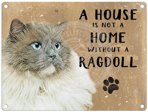 A house is not a home Ragdoll Cat metal sign