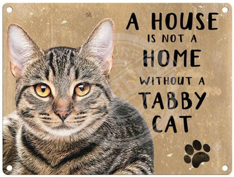 House Is Not A Home - Tabby Cat Metal Signs