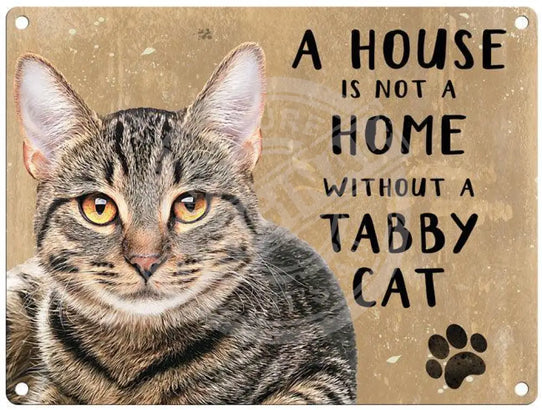 House Is Not A Home - Tabby Cat Metal Signs