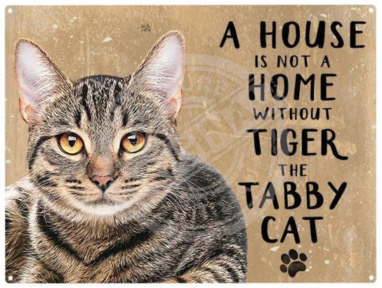 Personalised tabby cat metal sign