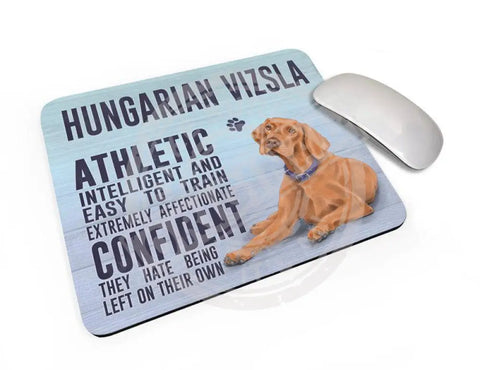 Hungarian Vizsla Dog characteristics mouse mat.