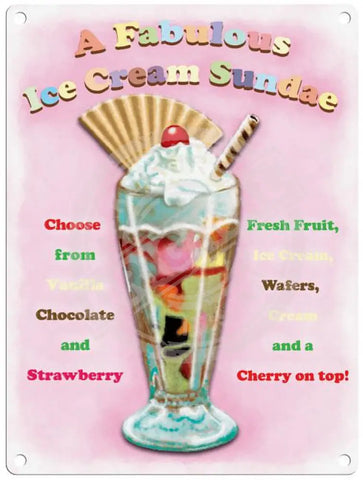 Ice Cream Sundae Metal Signs