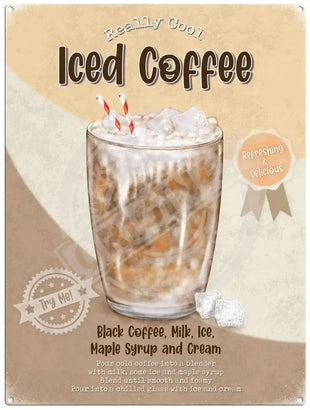 Iced Coffee recipe metal sign