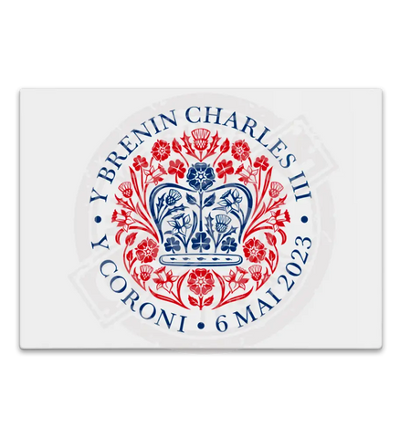 King Charles III Coronation Emblem Fridge Magnet in Welsh Language