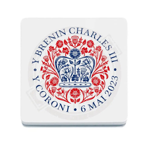 King Charles III Coronation Emblem Fridge Magnet in Welsh Language