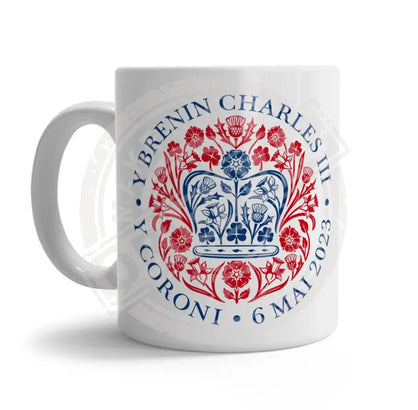 King Charles III Coronation Emblem Mug in Welsh Language