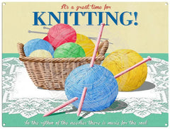 Knitting by Martin Wiscombe. Metal Sign