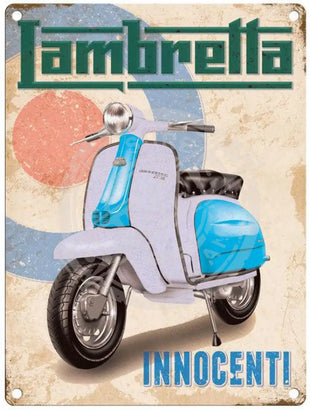 Lambretta - Innocenti Blue Metal Signs