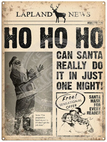 Lapland News HO HO HO christmas metal sign