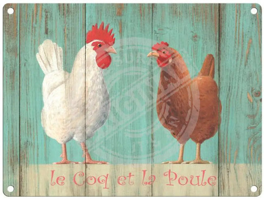 Le Coq Et Poule Metal Signs