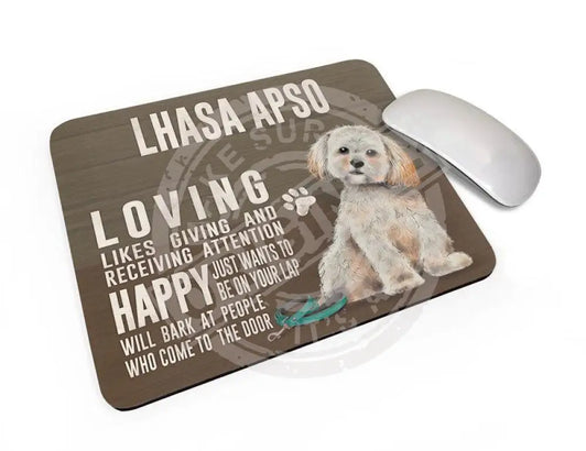 Lhasa Apso Dog characteristics mouse mat.