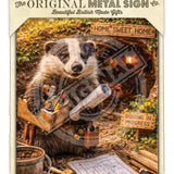 LIFE AFTER HUMANS - Badger Home Sweet Home Medium Metal Sign 20cm x 30cm Metal Signs