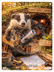 LIFE AFTER HUMANS - Badger Home Sweet Home Mini Metal Sign 15cm x 20cm Metal Signs