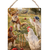 LIFE AFTER HUMANS - Fox Chickens Dangler Metal Signs