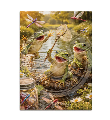 LIFE AFTER HUMANS - Frogs Dragonflies Fridge Magnet Metal Signs