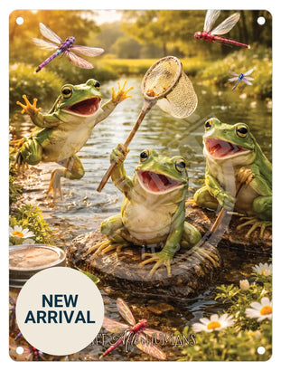 LIFE AFTER HUMANS - Frogs Dragonflies Mini Metal Sign 15cm x 20cm Metal Signs