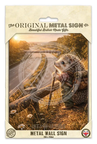 LIFE AFTER HUMANS - Hedgehog Motorway Fridge Magnet Metal Signs