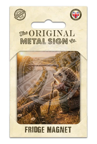 LIFE AFTER HUMANS - Hedgehog Motorway Fridge Magnet Metal Signs