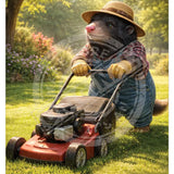 LIFE AFTER HUMANS - Mole Mowing Mini Metal Sign 15cm x 20cm Metal Signs