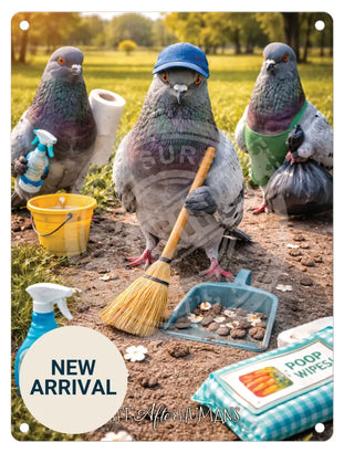 LIFE AFTER HUMANS - Pigeons Mini Metal Sign 15cm x 20cm Metal Signs