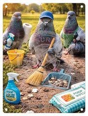 LIFE AFTER HUMANS - Pigeons Mini Metal Sign 15cm x 20cm Metal Signs