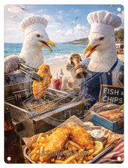 LIFE AFTER HUMANS - Seagulls Mini Metal Sign 15cm x 20cm Metal Signs