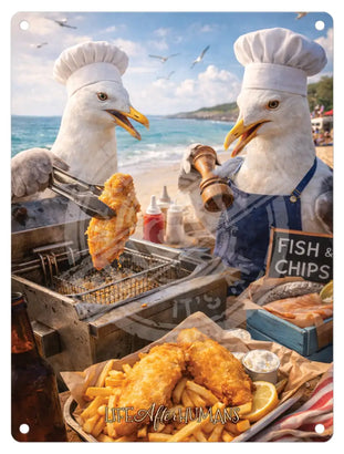 LIFE AFTER HUMANS - Seagulls Mini Metal Sign 15cm x 20cm Metal Signs