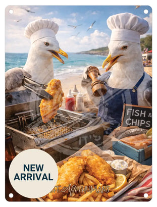 LIFE AFTER HUMANS - Seagulls Mini Metal Sign 15cm x 20cm Metal Signs