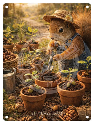 LIFE AFTER HUMANS - Squirrel Mini Metal Sign 15cm x 20cm Metal Signs