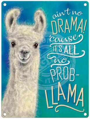 Llama Drama Metal Signs