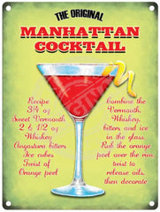 Manhattan Cocktail Metal Signs