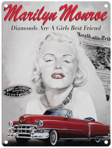 Marilyn Monroe Diamonds Are Girls Best Friend Metal Signs