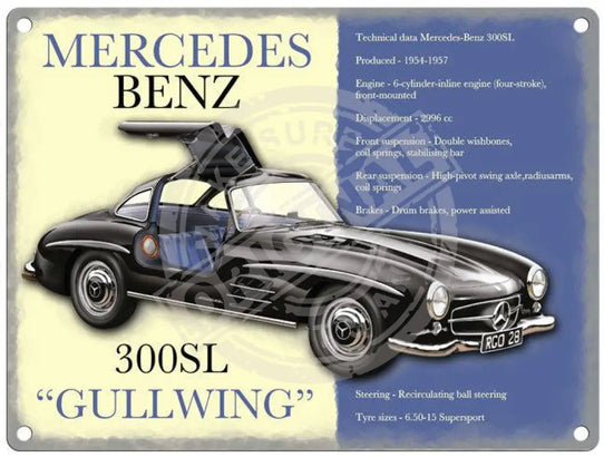 Mercedes Benz 300sl Gullwing metal sign