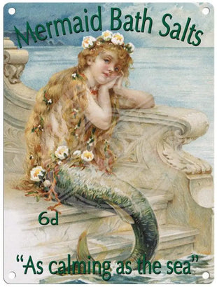 Mermaid Bath Salts metal sign