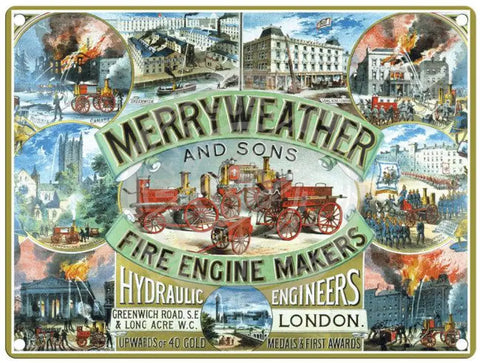 Merryweather Fire Engine Makers metal sign