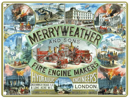 Merryweather Fire Engine Makers metal sign