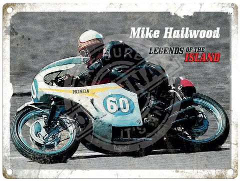 Mike Hailwood Legend of the Island metal sign