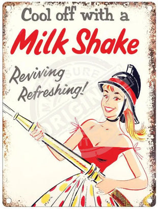 Cool off with a milkshake metal sign