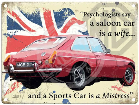 MGB GT mistress metal sign