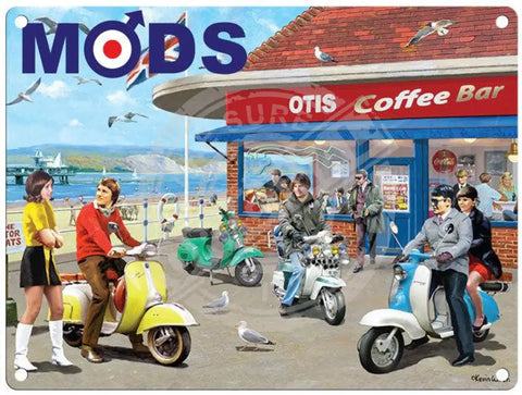 Mods at the coffee bar metal sign