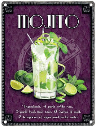 Mojito recipe metal sign