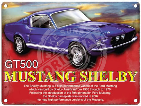 Mustang Shelby GT500 metal sign