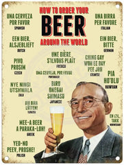 How to order your beer around the world metal sign