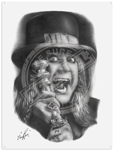 Ozzy Osbourne illustration by Chris Burns metal sign