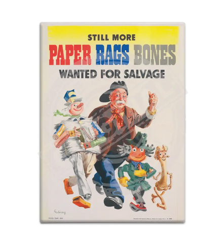 Paper Rags Bones Fridge Magnet Metal Signs