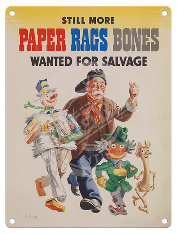 Paper Rags Bones Fridge Magnet Metal Signs